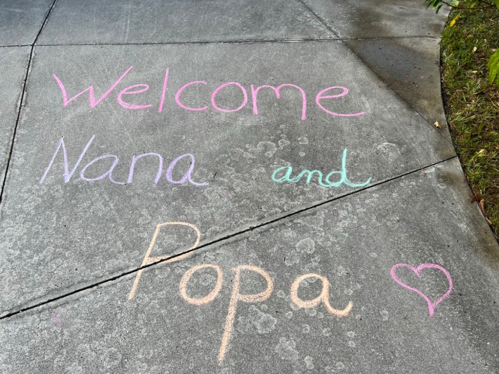 welcome nana and popa chalk art