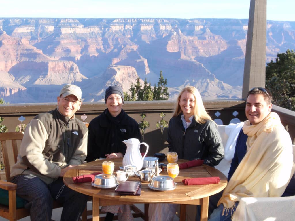 Breakfast on the balcony at the Grand Canyon