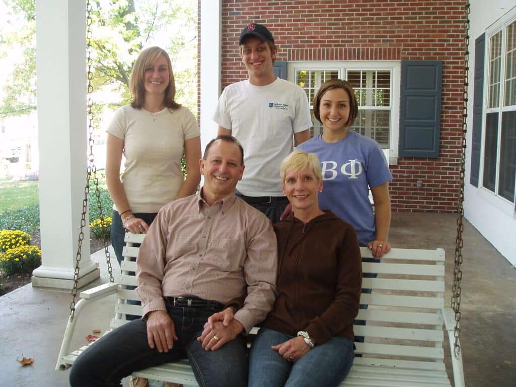 Family Photo on Porch of Sorority House