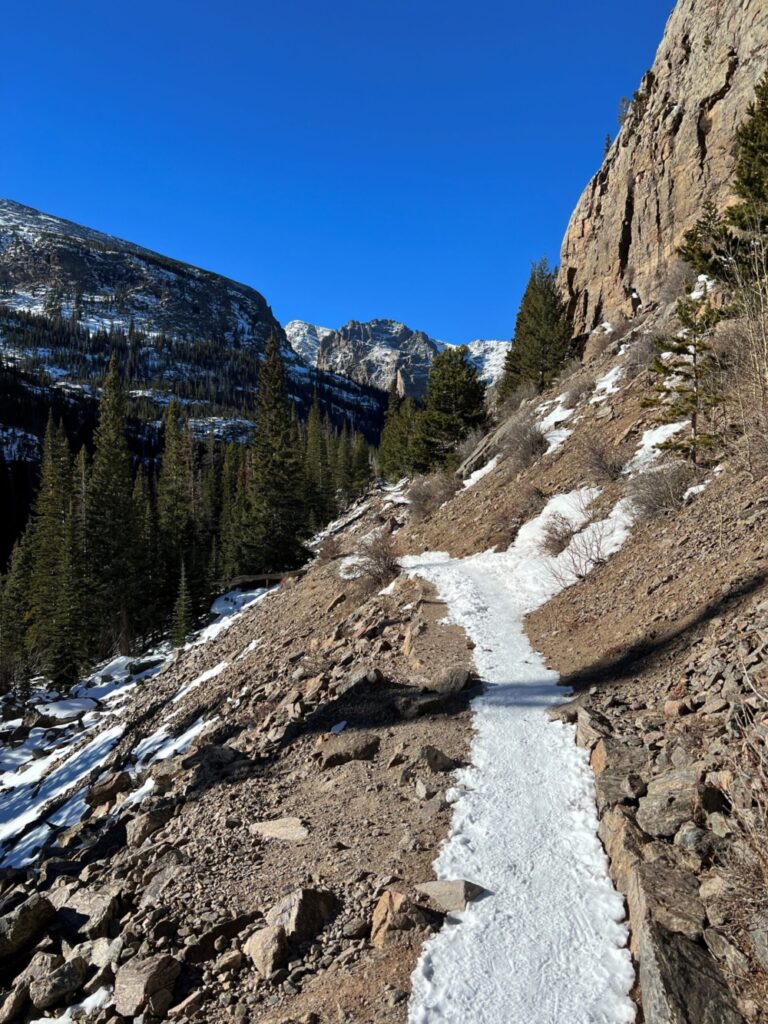 A snowy Trail in Rocky Mountain National Park
