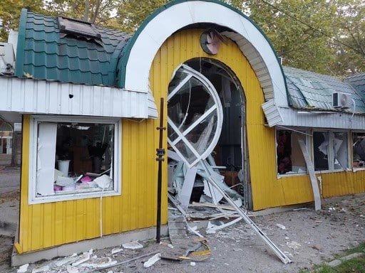 A bakery in Ukraine, bombed.