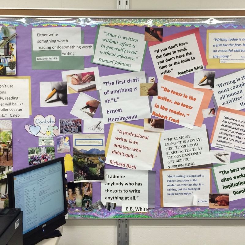 A bulletin board from an English teacher's classroom.
