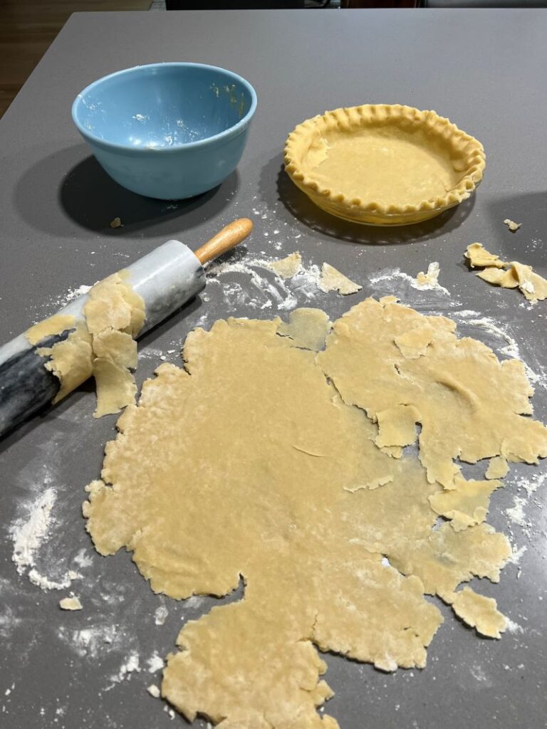 Pie dough in a mess.