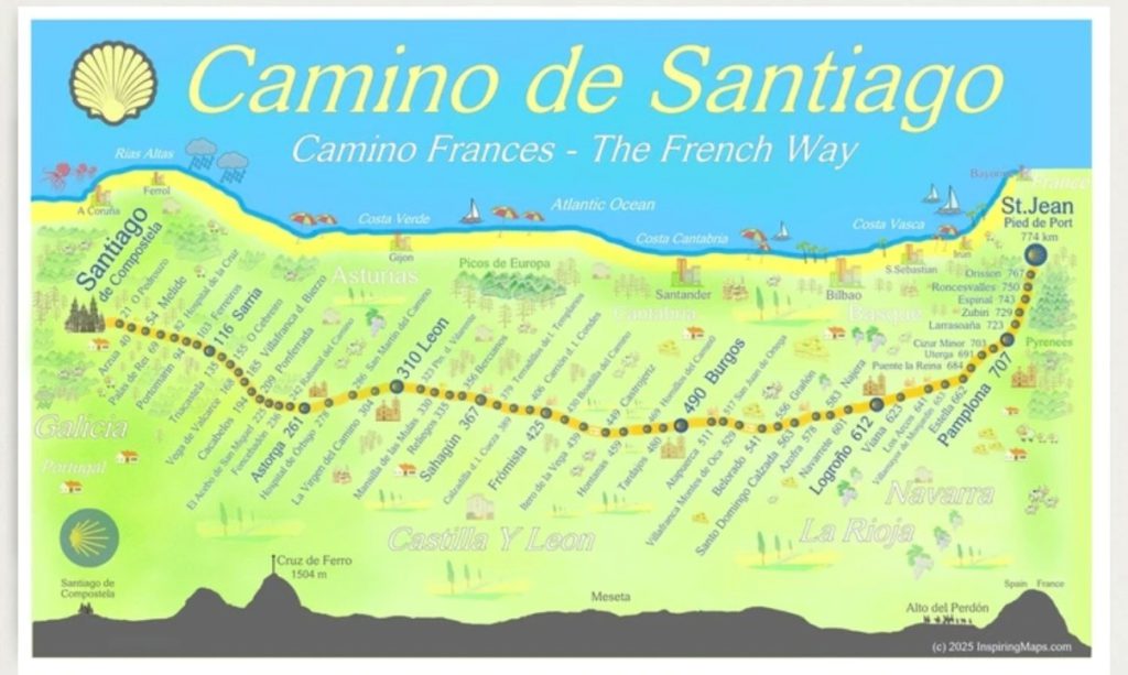Map of Camino Santiago Frances